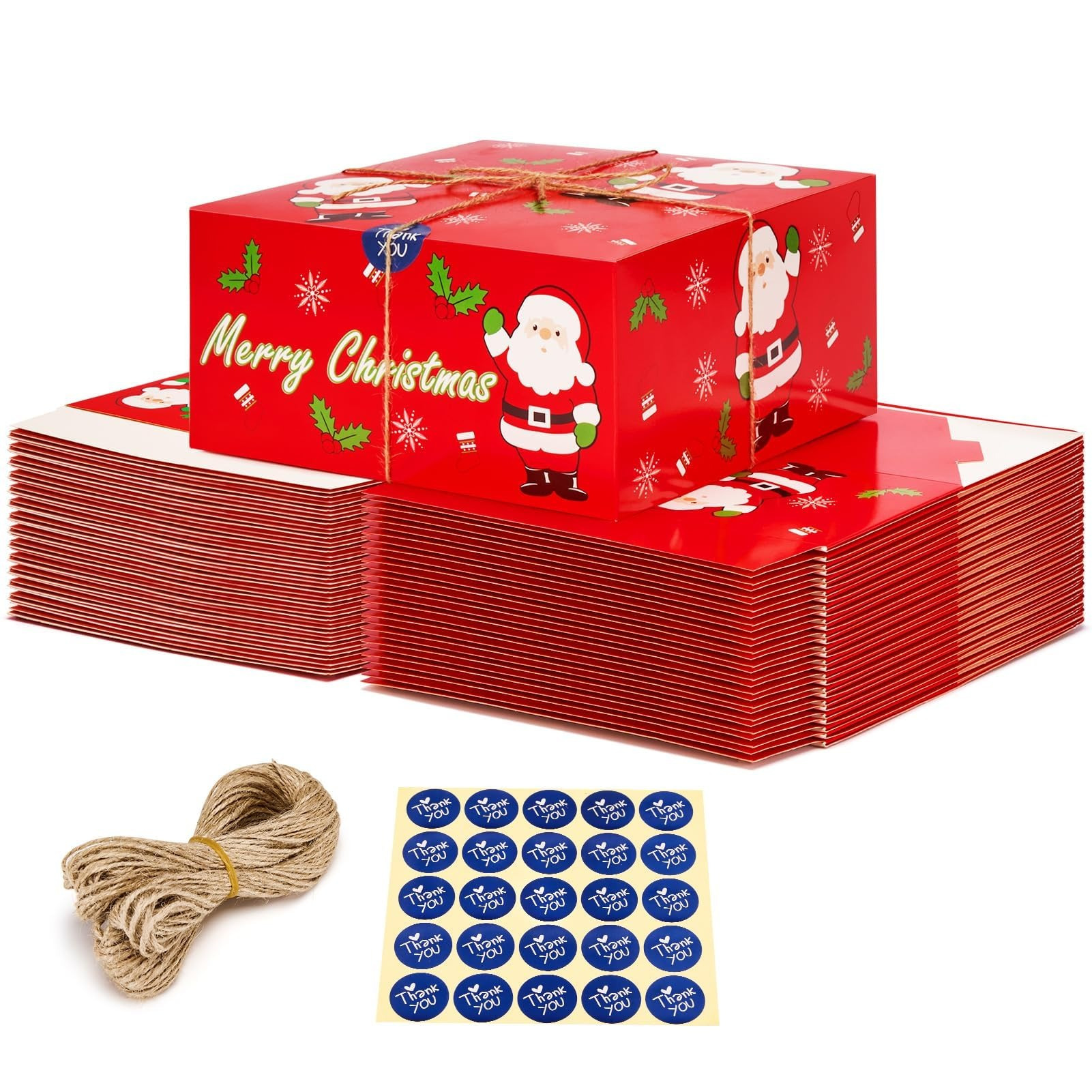 

Christmas Gift Boxes With Thank You Stickers And , 8x8x4'' Small Christmas Boxes For Gifts, Mugs, Scarves, Socks, Gloves (red)