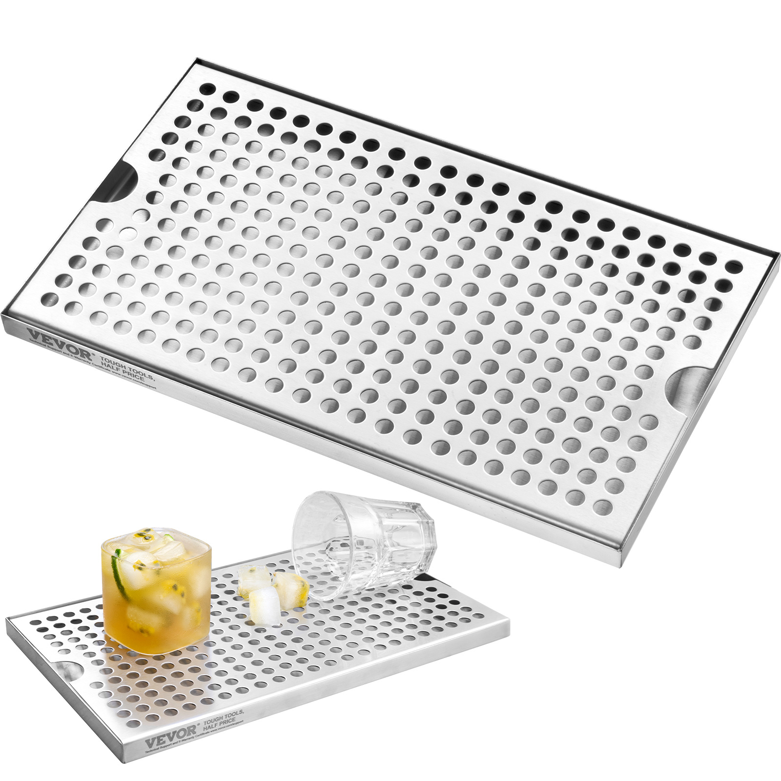 Image of Vevor Beer Drip Tray, 304 Stainless Steel Kegerator Drip Trays With 4 Non-slip Rubber Pads And Detachable Cover, Heat / Cold Resistant Beer Tower Drip Pan For Bar Restaurant Coffee Shop Home