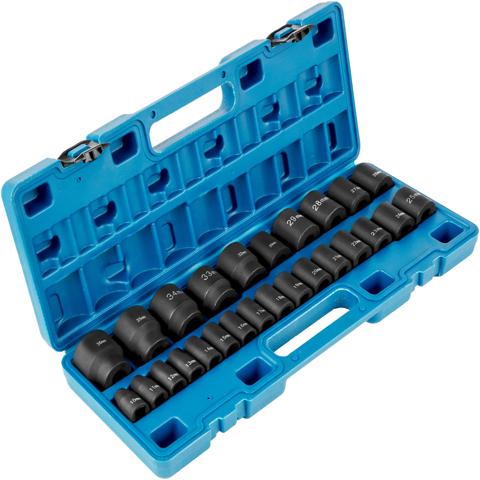 Vevor Impact Socket Set 1/2 Inches 26pcs Impact Sockets, Shallow Socket, 6-point Sockets, Rugged Construction, Cr-m0, 1/2 Inches Drive Socket Set Impact Metric 10mm - 36mm, With A Storage Cage