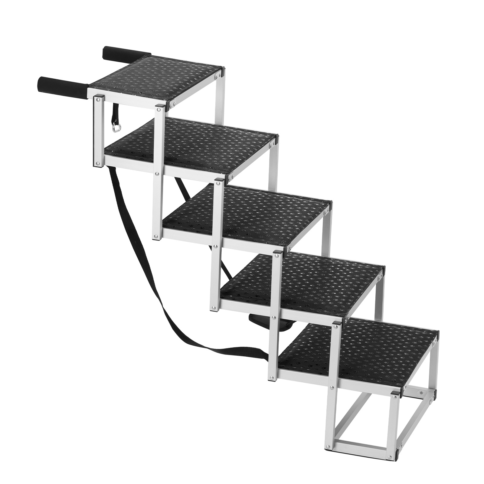 Image of Vevor Dog Stair For Cars 5-step Folding Dog Steps Aluminum Up To 150 Lbs