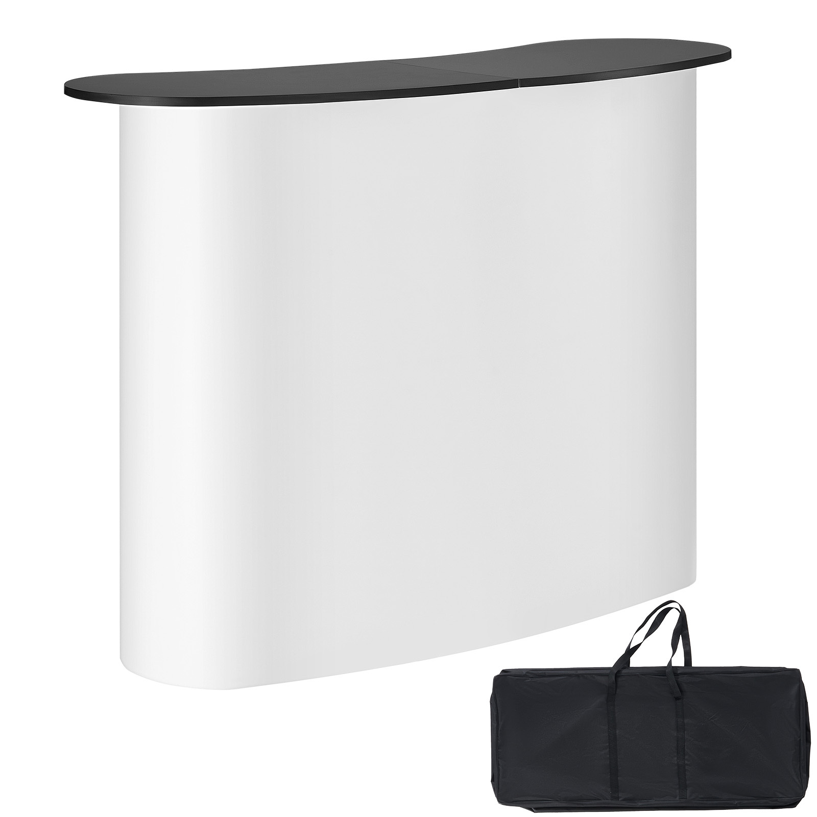 Image of Vevor Portable Tradeshow Podium Table, 51.18" X 18.31" X 37.4", Display Exhibition Counter Stand Booth Fair With Wall, Foldable Retail Bar Table Pop Up Podium With Storage Rack, Carrying Bag