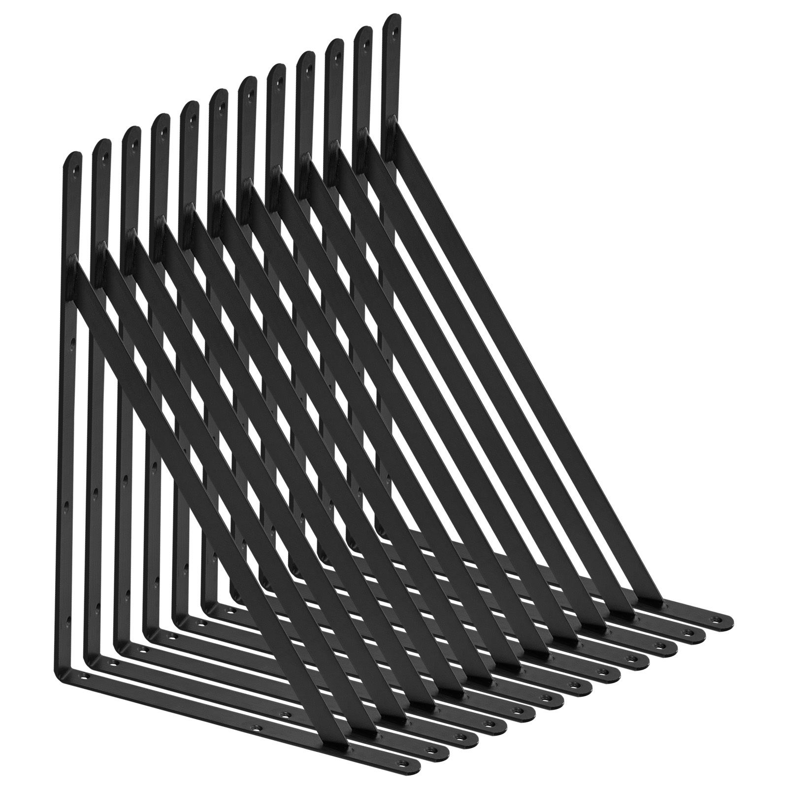Image of Vevor Shelf Bracket, 18 X 12 In 12pcs, Heavy Duty Floating Shelf Brackets, Brackets For Shelves, 3mm Thick Matte Shelf Bracket, Steel Shelving Brackets With 160 Lbs Load Capacity