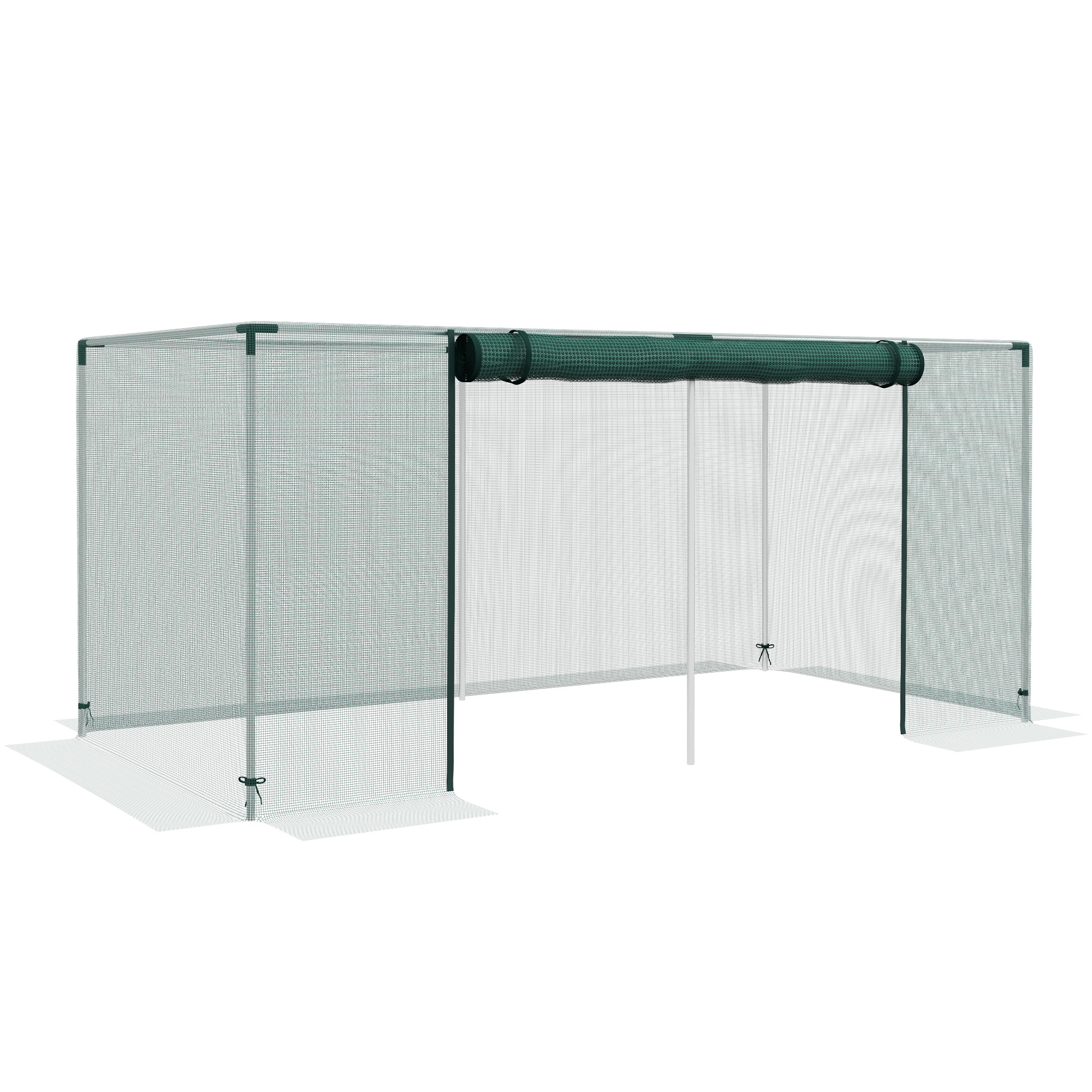 Outsunny Garden Greenhouse, Plant Growing Cage, Zippered Door, Galvanized , Plant Protection Tent, Green