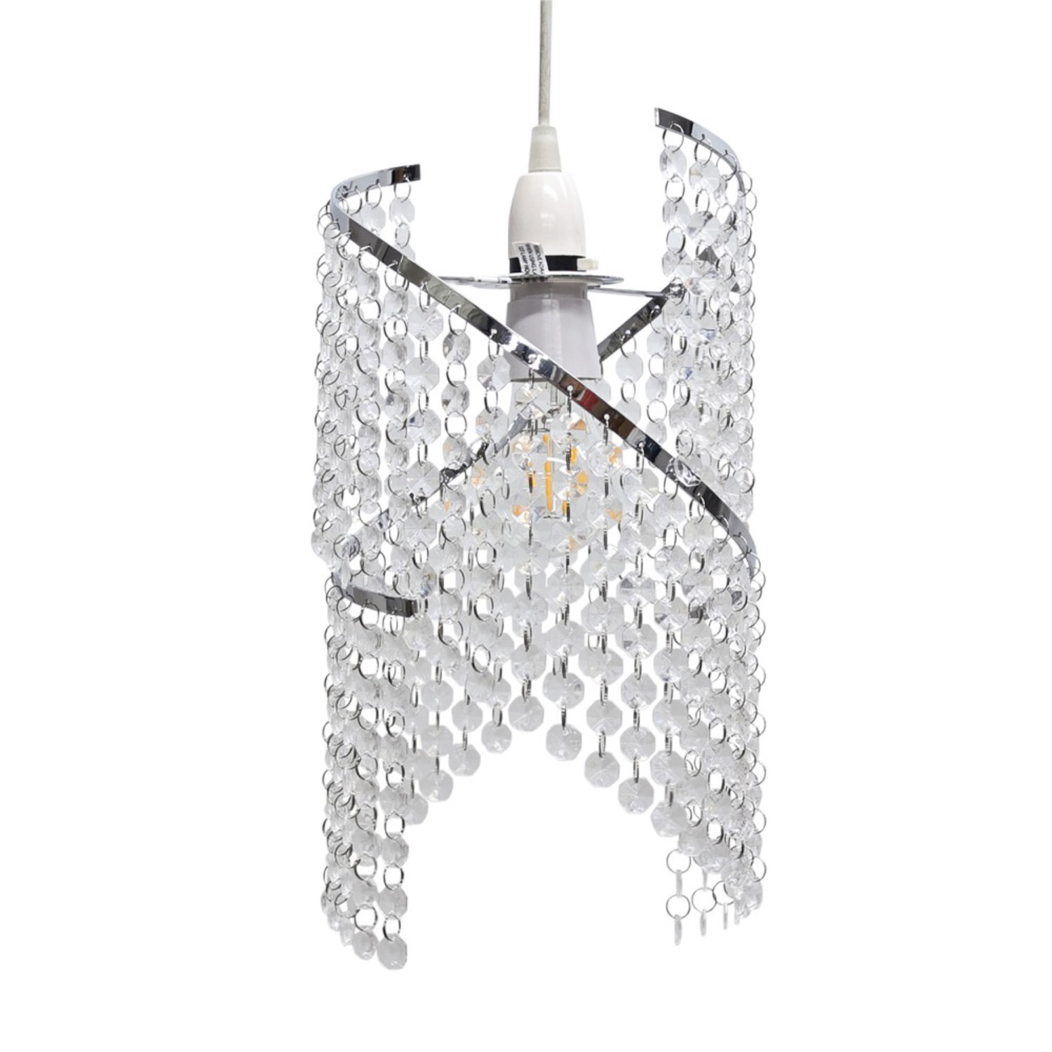 First Choice Lighting Canna - Twist Jewelled Pendant Shade in Clear