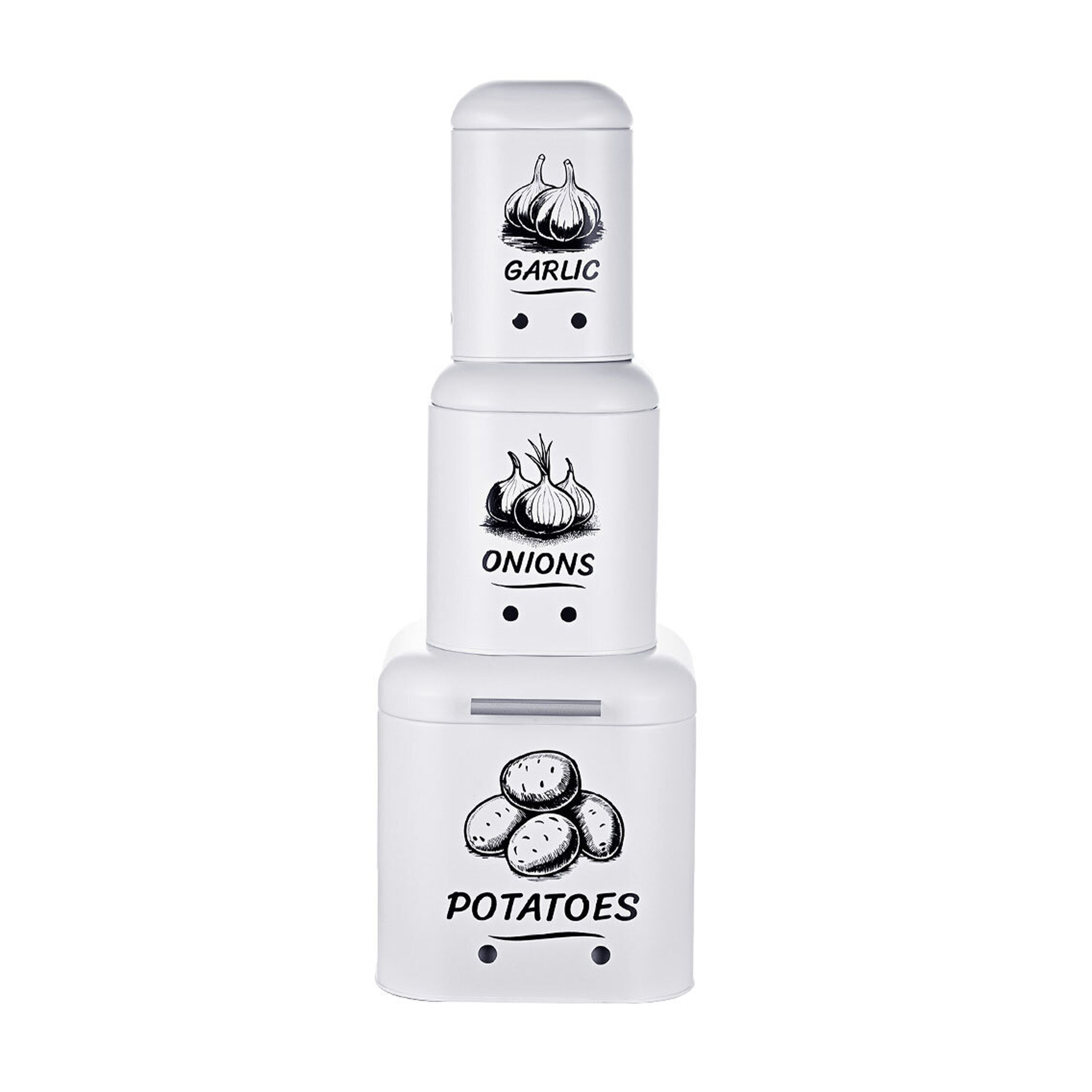 3-piece Potato Storage Box Set In White