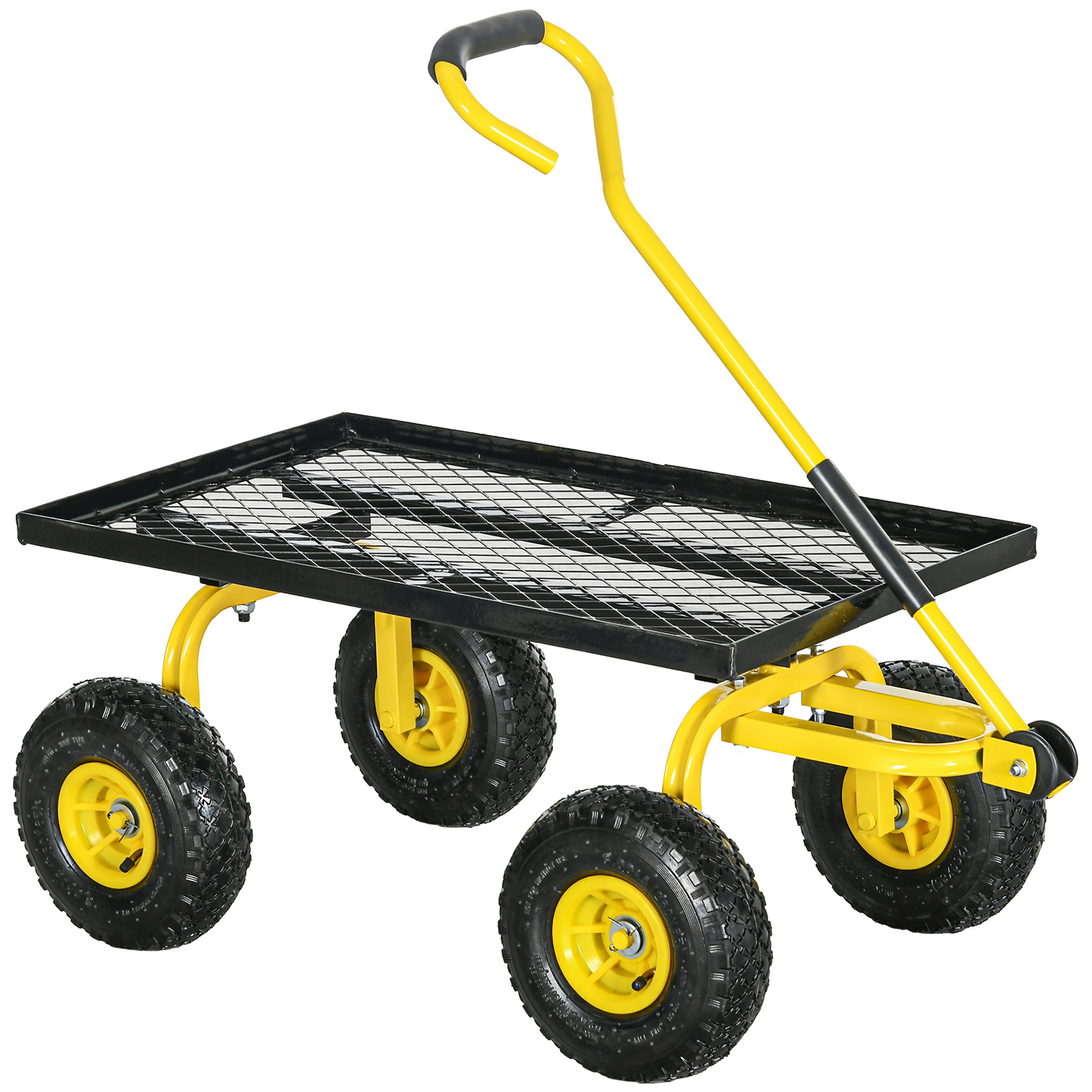 Image of Outsunny Garden Transport Cart Hand Trailer Handcart 4 Wheels 94l X 48.5l X 100h Cm Max. Load 150 Kg