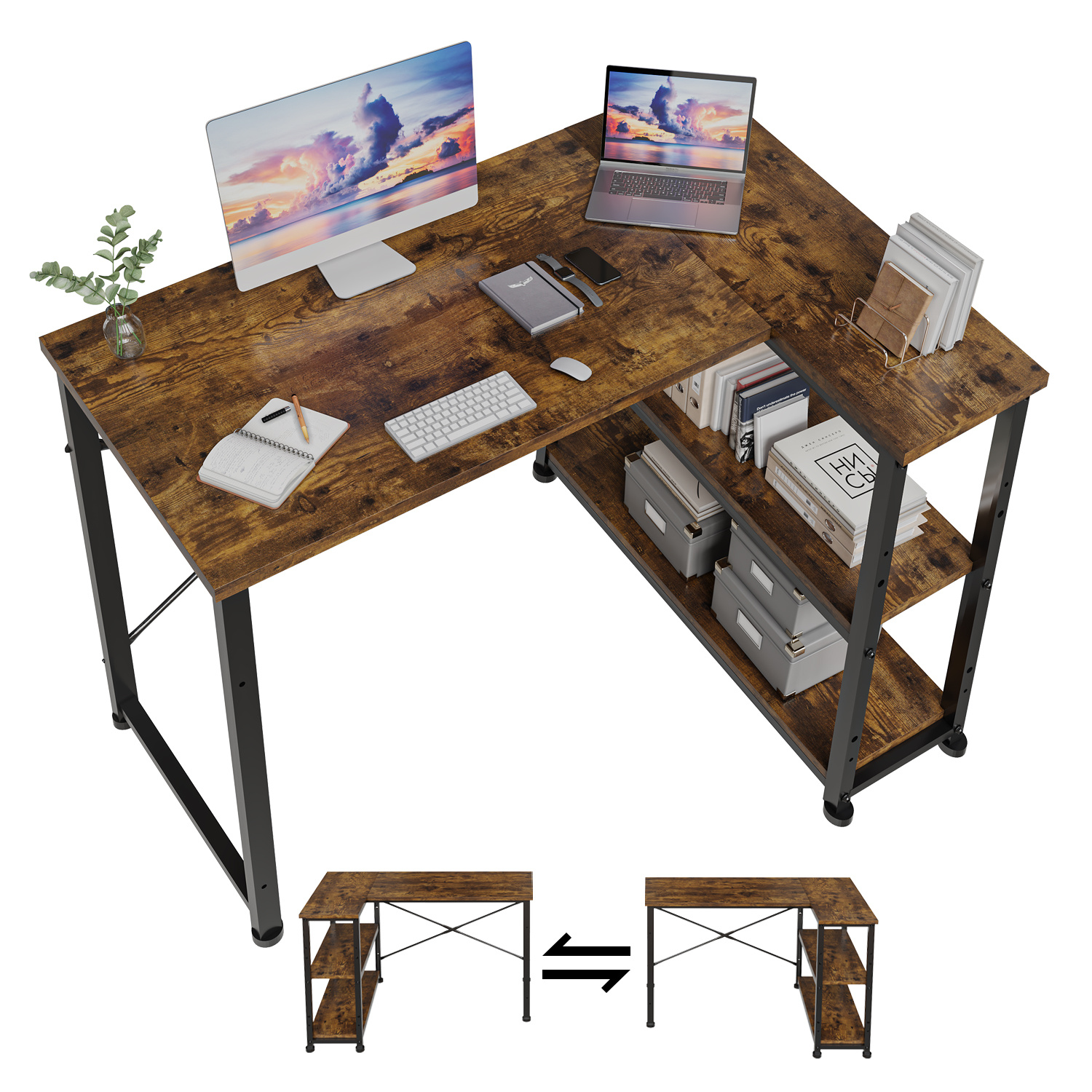 L-shaped Computer Desk Large Home Office Writing Workstation
