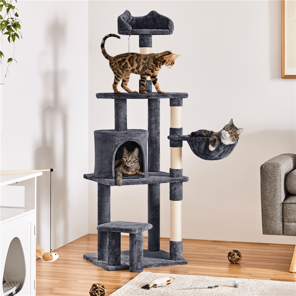 

Yaheetech Cat Tree Cat Tree 145 Cm Stable Cat Scratching Post With Viewing Platform Lying Trough Sisal Trunks Climbing Tree For Small Medium-sized Cats