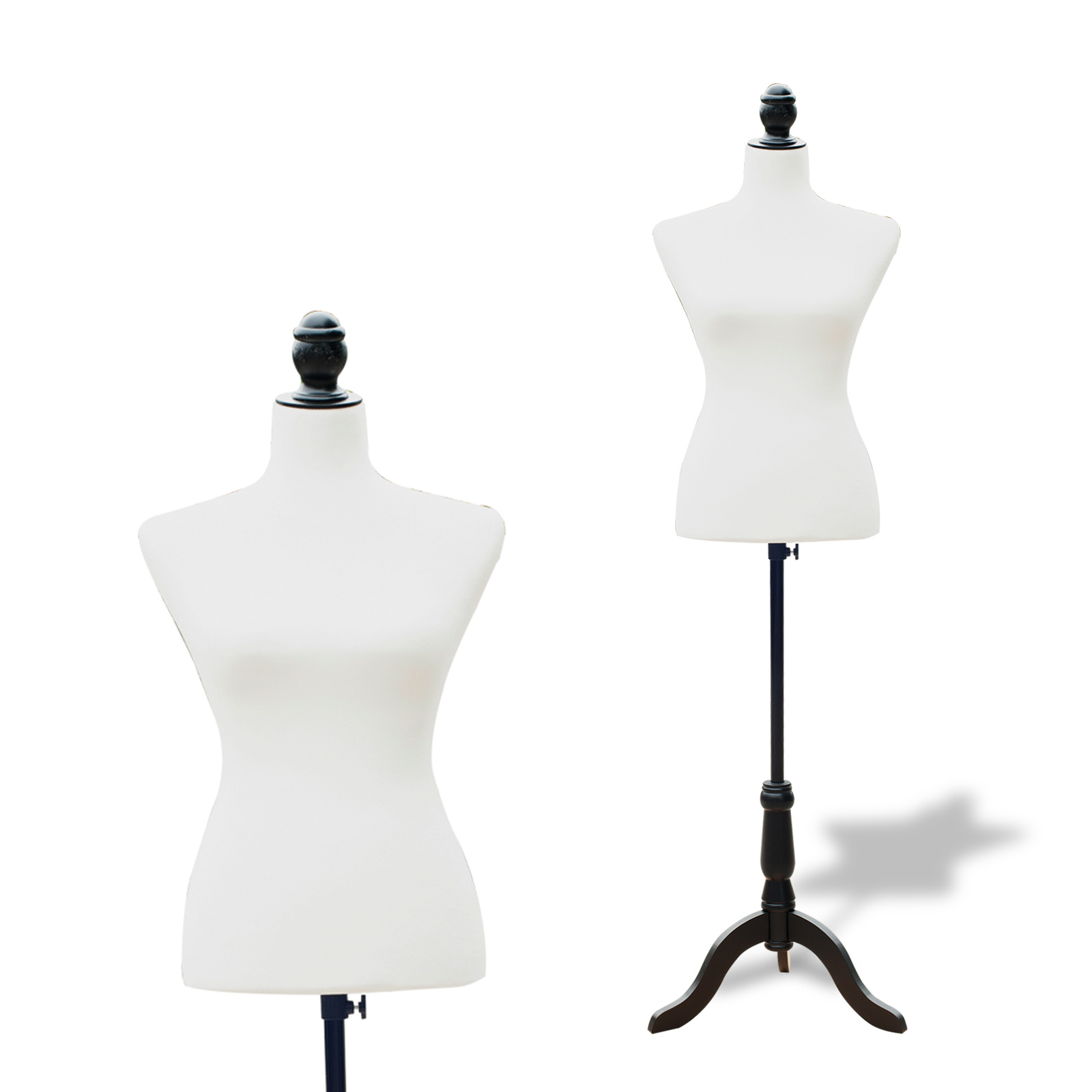 Image of Homcom Female Sewing Mannequin Adjustable Dress Form 130-168 Cm With Wooden Tripod For Fashion Photography Clothing Display