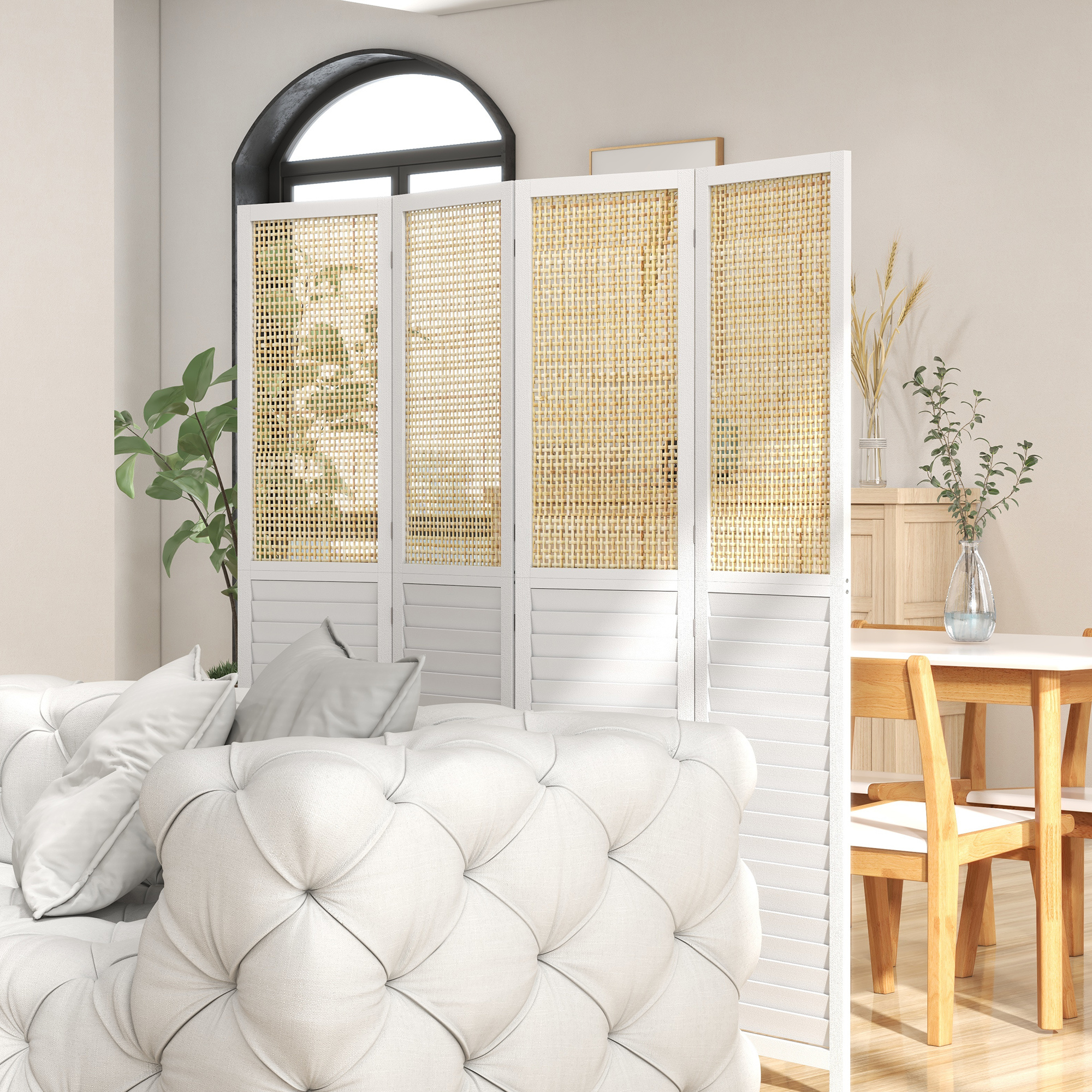 Paravent En Bois 3 Panneaux Homestyle4u - 170x120 Cm - Cloison Naturelle - Marron