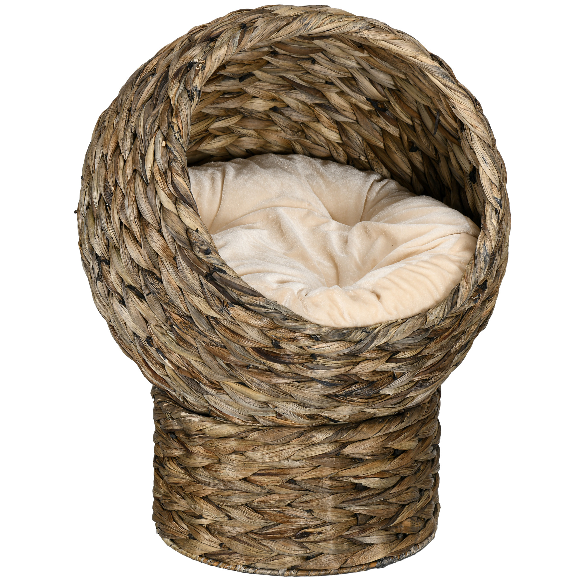 TEMU PawHut Panier chat lit surélevé chat cosy niche à chat grand confort dim. 42L x 33l x 52H cm coussin beige