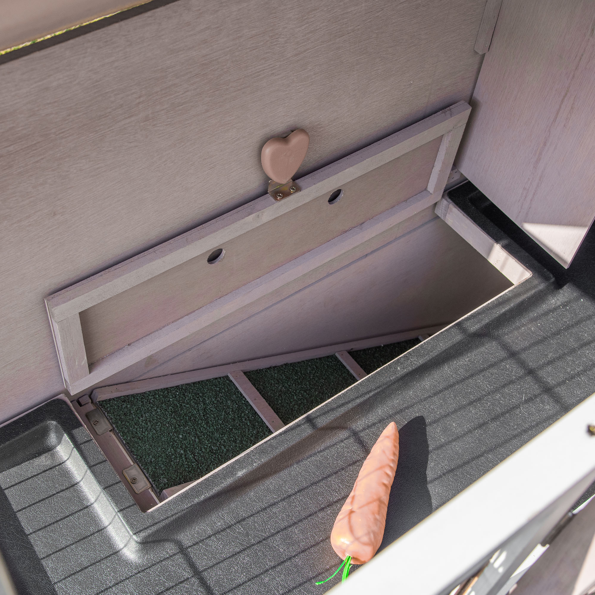 2-Tier Wooden Rabbit Cage with Opening Roof, Manger, Sliding Trays, 4 Doors, 122 x 50 x 101 cm, Gray and White