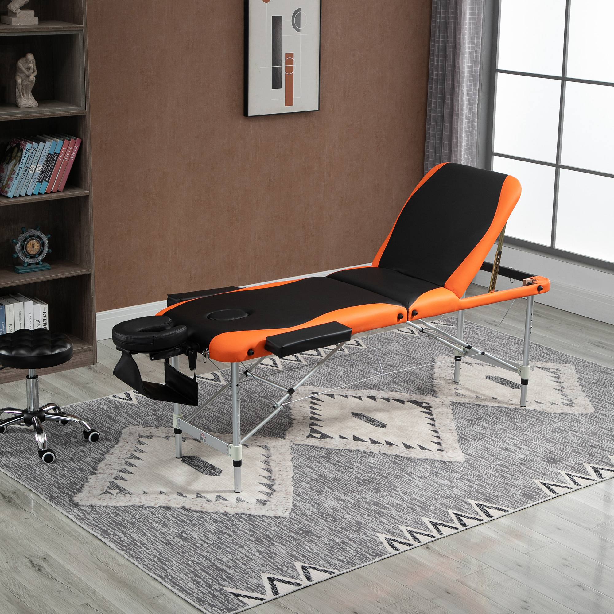 Homcom Foldable Aluminum Massage Table With Headrest And Carrying Case, Max 225 Kg - 215 X 60 Cm