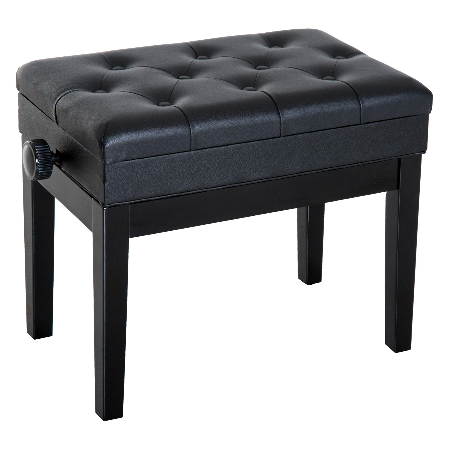 TEMU HOMCOM Banquette tabouret siège pour piano hauteur réglable 55L x 33l x 48-58H cm coffre de rangement interne assise revêtement synthétique