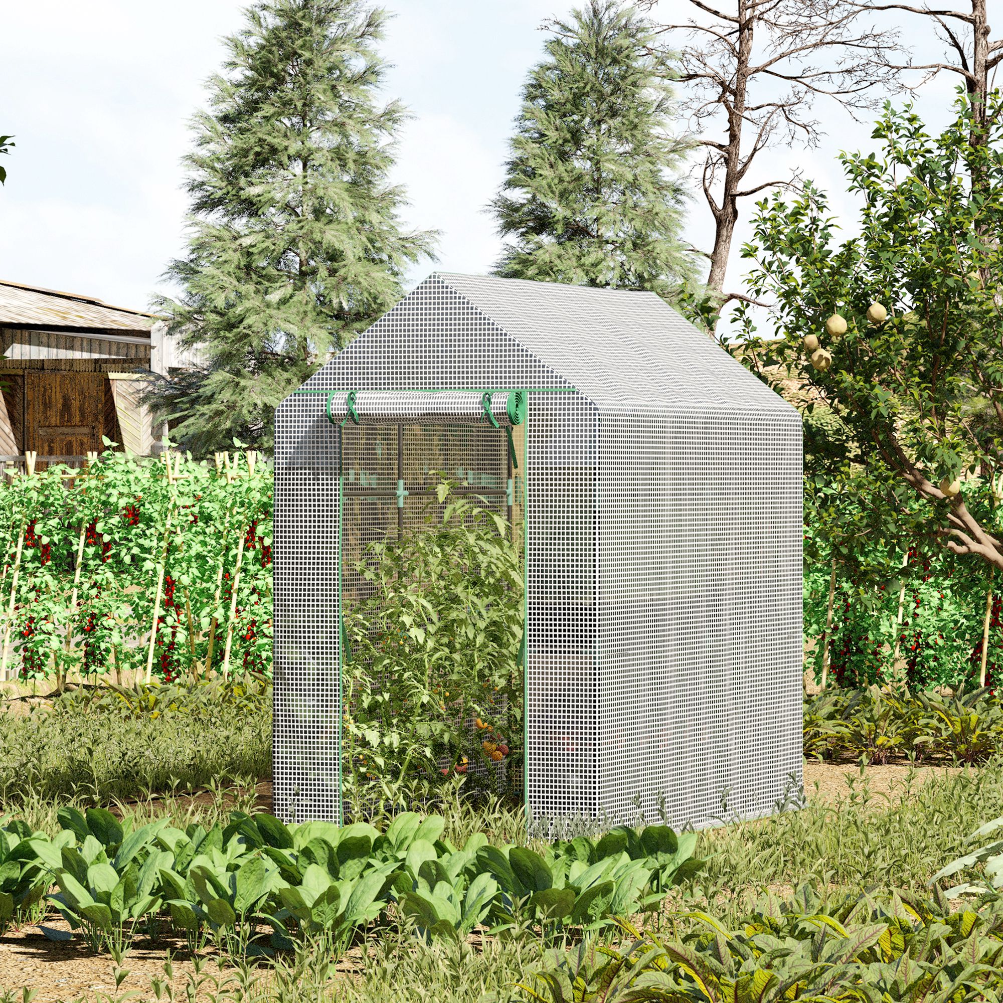 Film Greenhouse Walk-in Greenhouse With 4 Shelf Levels Tomato Greenhouse Greenhouse With Door Pe 120 X 186 X 190 Cm