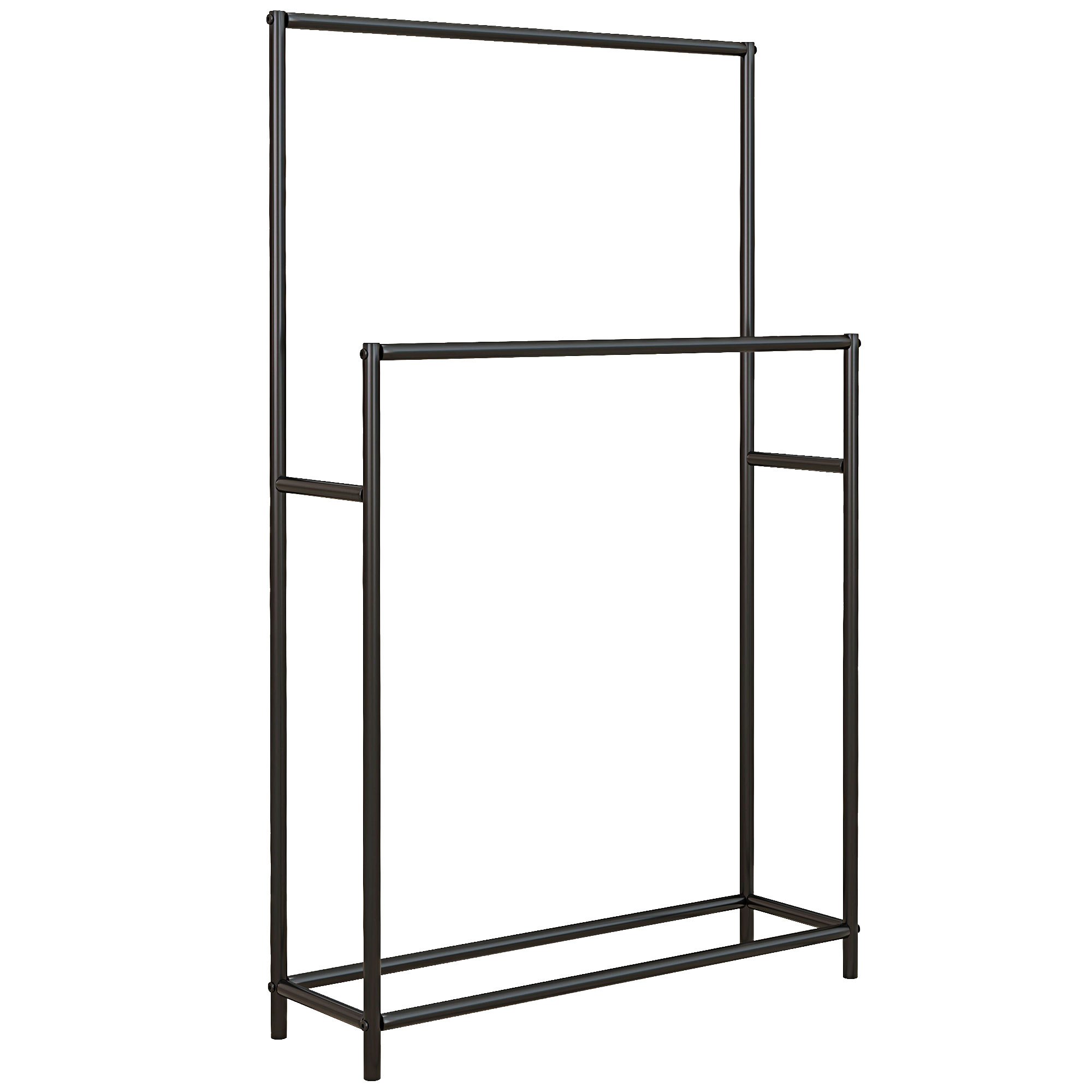 TEMU HOMCOM Porte serviettes sur pied 2 niveaux en métal sèche serviette avec 2 barres support pour serviette pour de bain, dim. 66l x 20P x 110H cm,