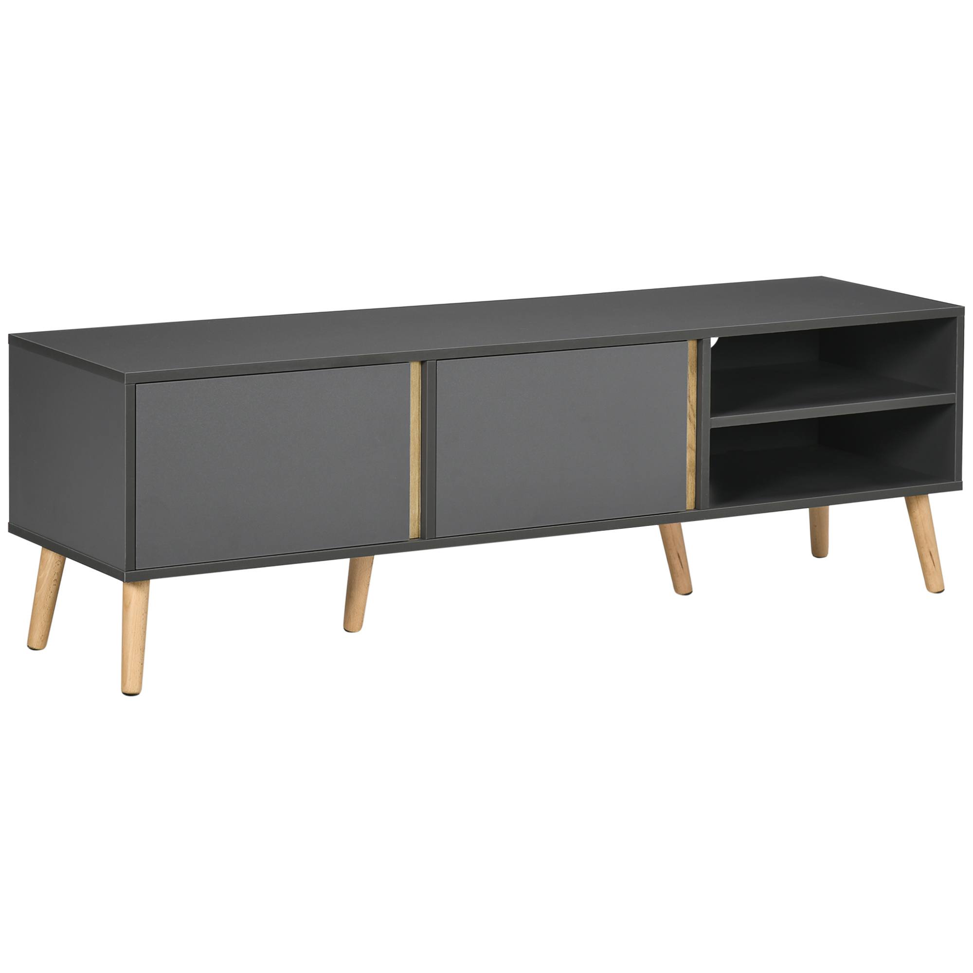   tv stand with 2 doors 2 niches and cable management for tvs up to 55 inches 150 x 35 x   dark gray