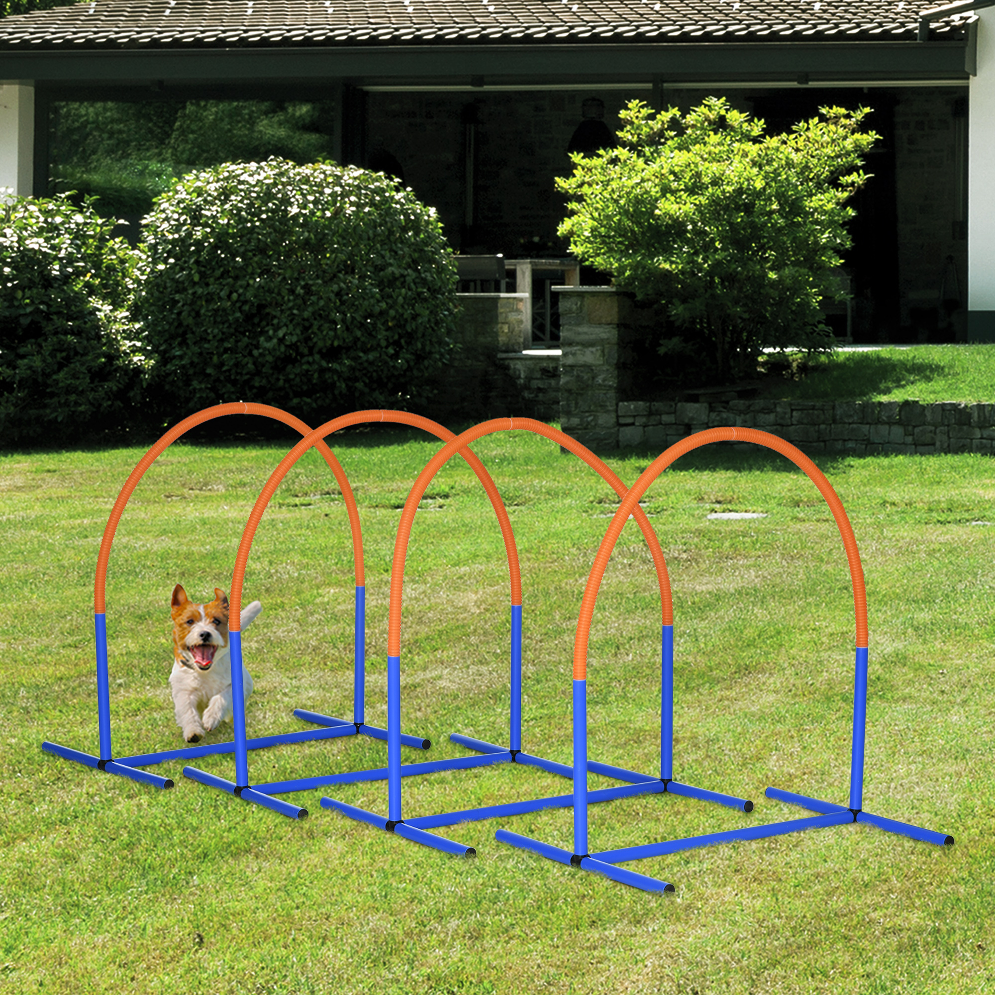 TEMU 4pcs Portable Dog Agility Equipment, Dog Jump Obedience Training Set W/ Agility Bows, Carry Bag