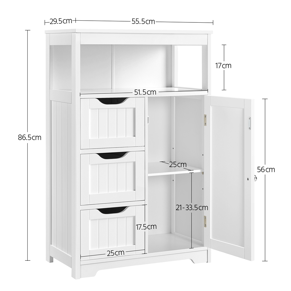 Costoffs Bathroom Storage Cabinet with 3 Drawers & 1 Door, Freestanding