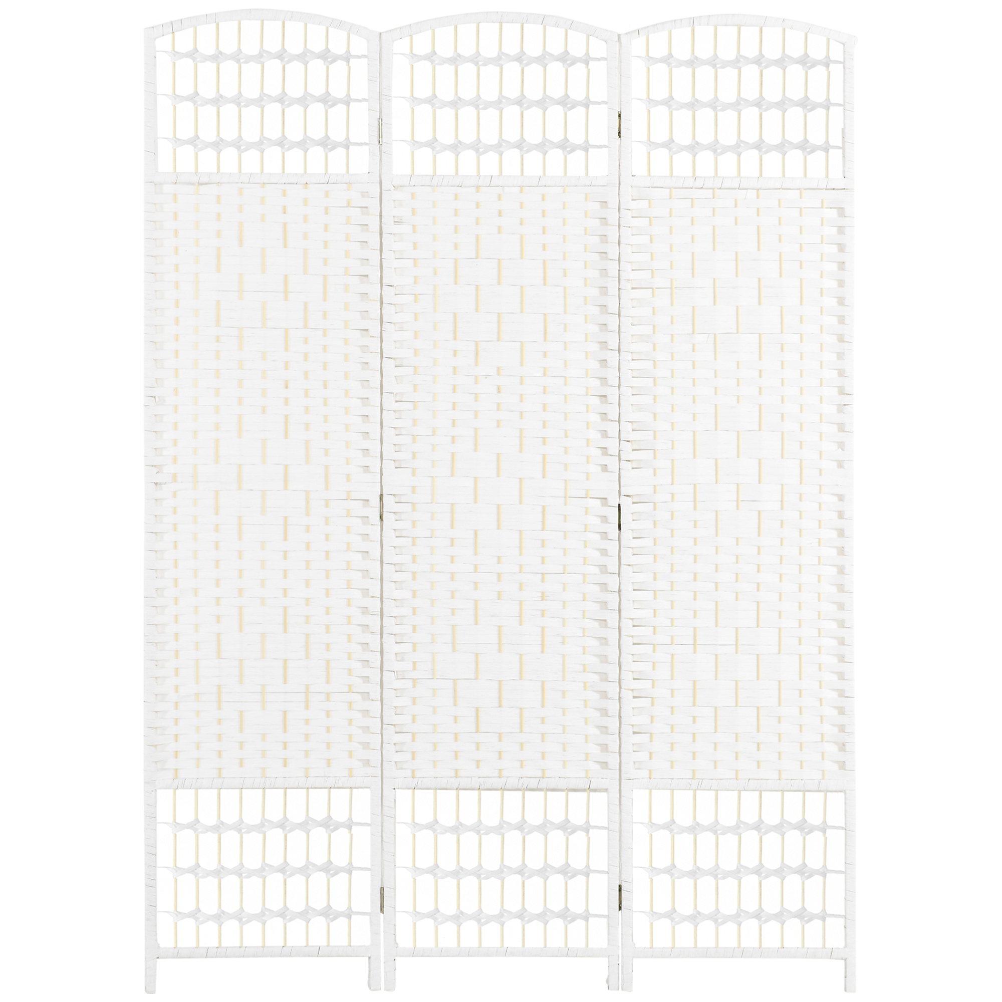 Homcom 3-panel Room Divider Screen, 120x170 Cm, Foldable Paper Rope And Wood Frame, Decorative Partition For Bedroom Or Living Room