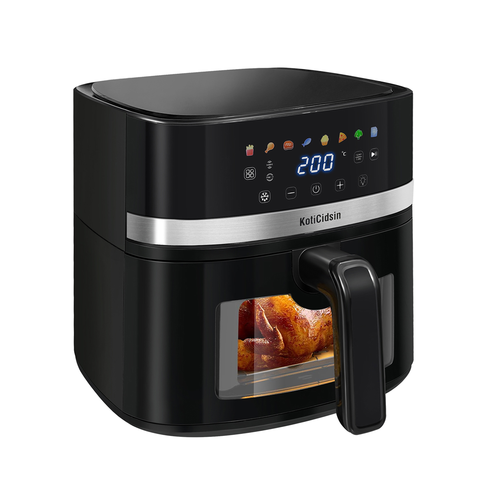 

KotiCidsin Friteuse à air sans huile 8.5 L, Air Fryer 2000 W avec Fenêtre Transparente et Éclairage Intégré, Écran Tactile LED