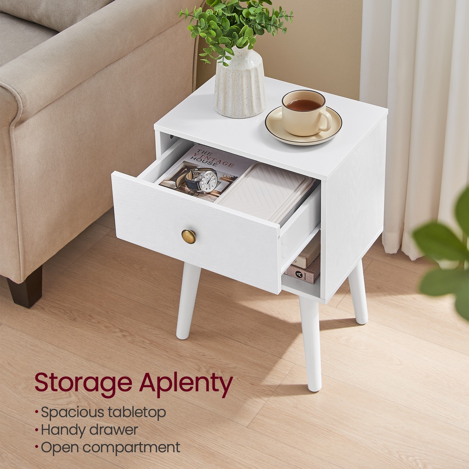 Bedside Table Side Table Storage Drawer Open Shelf - Temu United