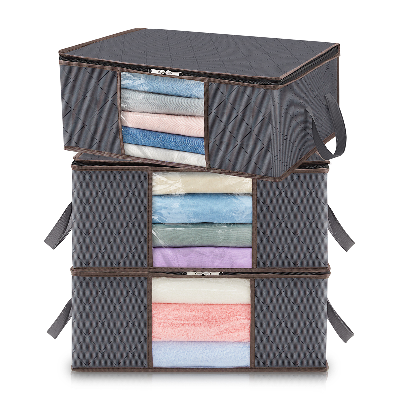 

Storage Bag, Underbed Storage Box Clothes Storage, Foldable Moving Boxes With Clear Window For Duvets Clothes Blanket T-shirts