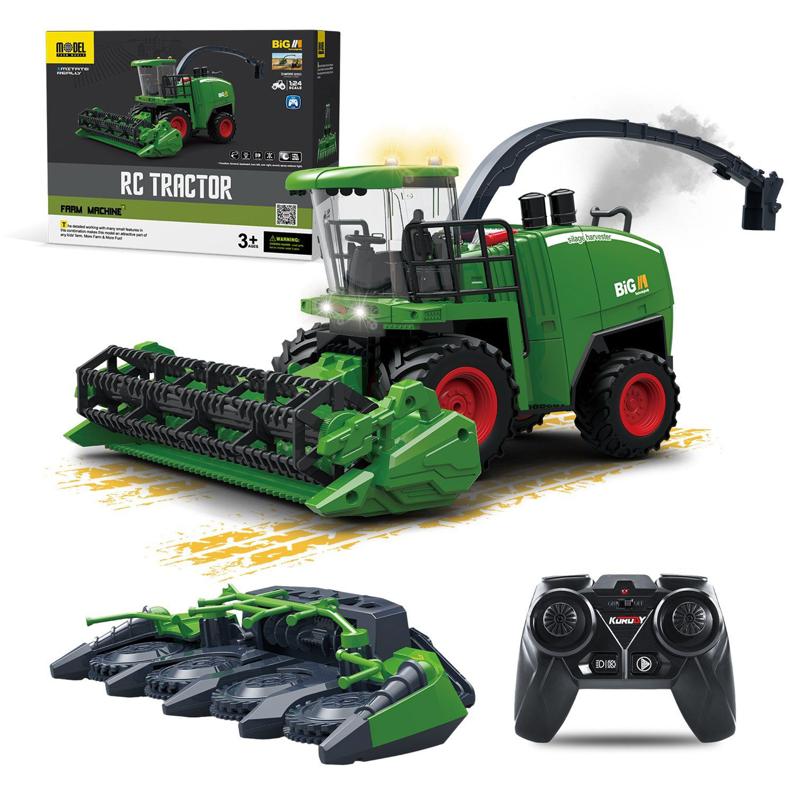 Image of Rc Tractor Remote Controlled, Toy From 3 4 5 6 Years, Farm Toy With Spraying, Light And Sound