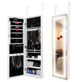 jewelry cabinet with led light wall mounted door hanging full length with storage white 10 w h cabinet organizer for home decor keeping your accessories neat and