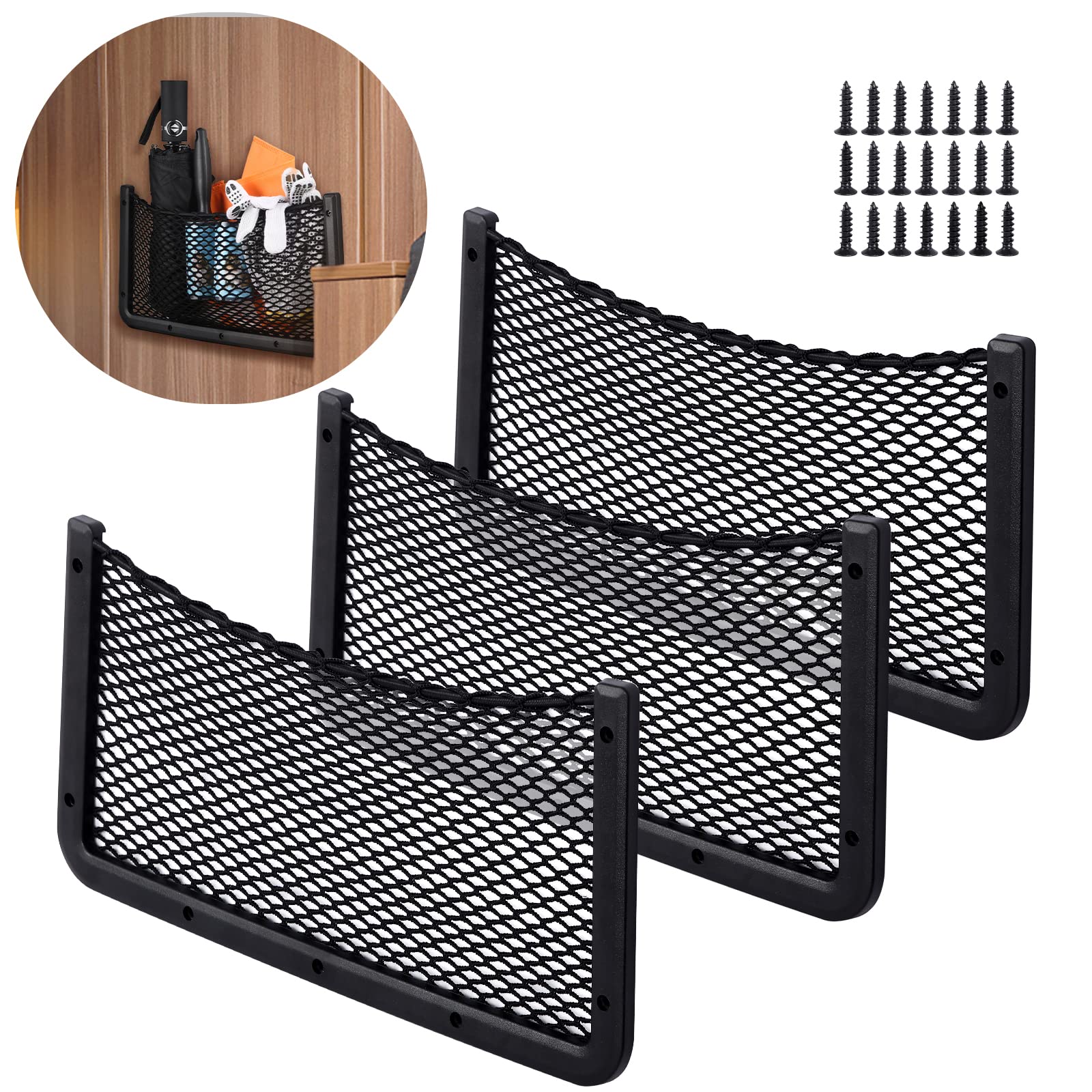 

Trunk Net Bag 3 Pieces, Car Storage Net Luggage Net Bag 40 20cm, Multifunctional Car Seat Storage Net, Utensil Net For Motorhomes, Boats, Home (strong Elasticity Net)