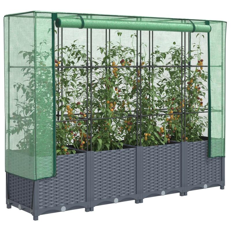 

Raised Bed With Greenhouse Attachment, Rattan Look 160x40x138 Cm