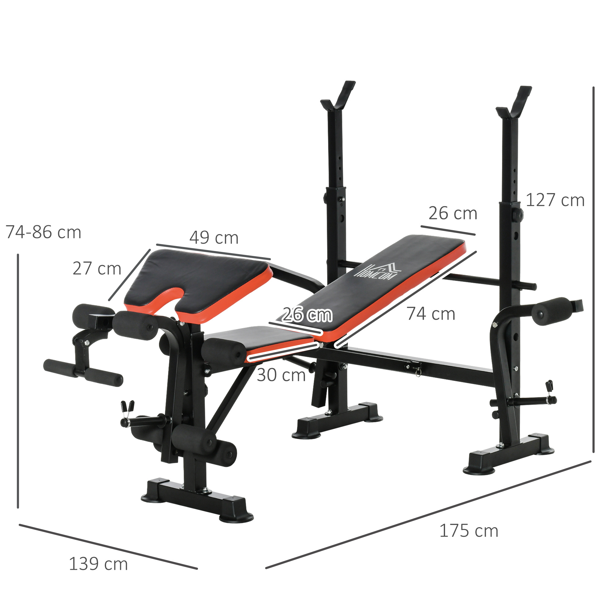 adjustable weight bench with leg developer barbell rack for weight lifting and strength training multifunctional workout station for home gym fitness details 5