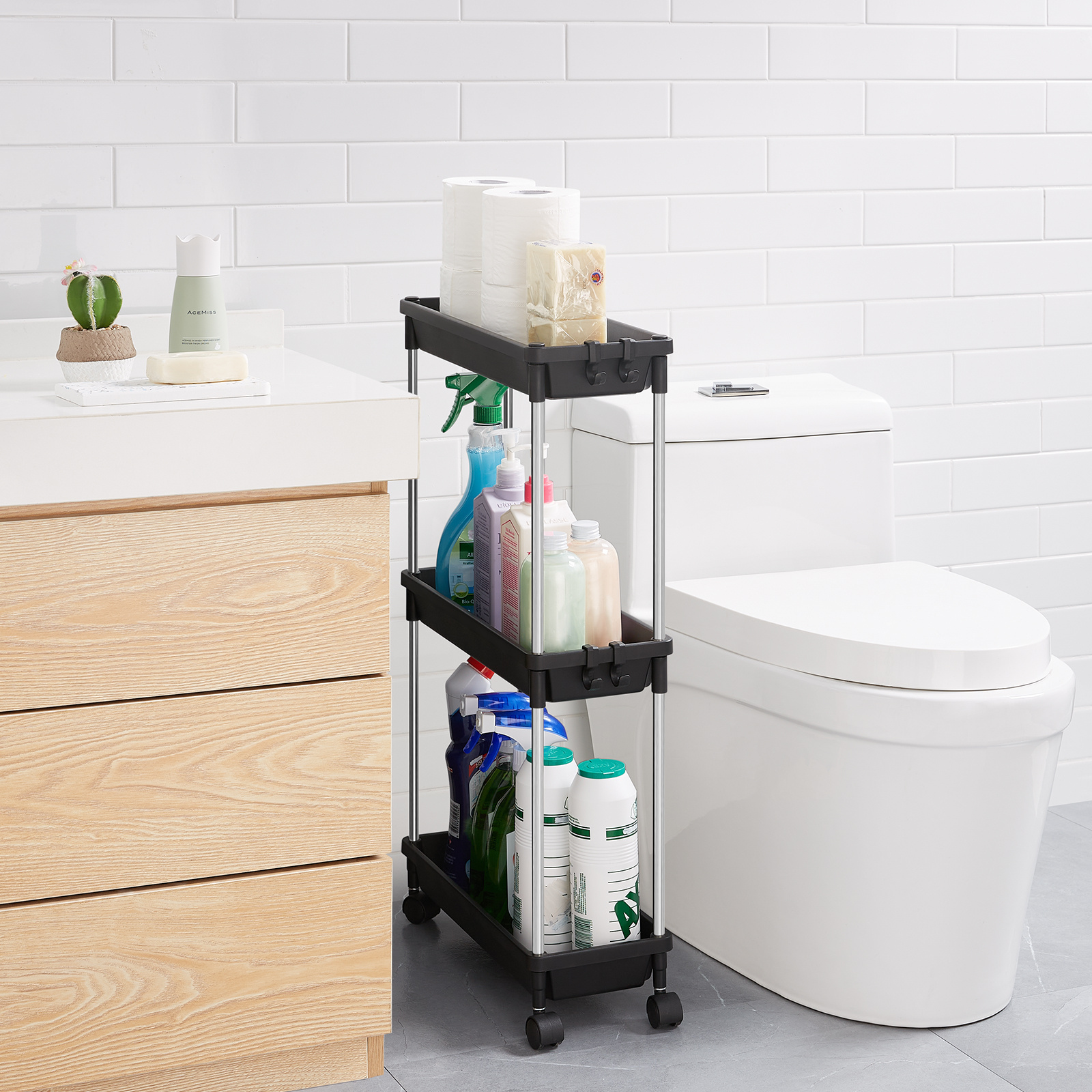 Tier Slide Cart Utility Rack Shelf Organiser Wheels - Temu United