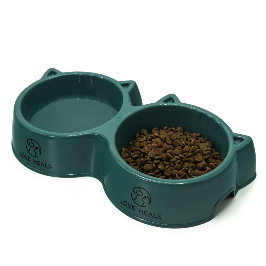 

Love Double Bowls Non-slip & Easy-clean - Feeding And Drinking Double Bowl Design For Easy Feeding, , For Cats And Small Dogs