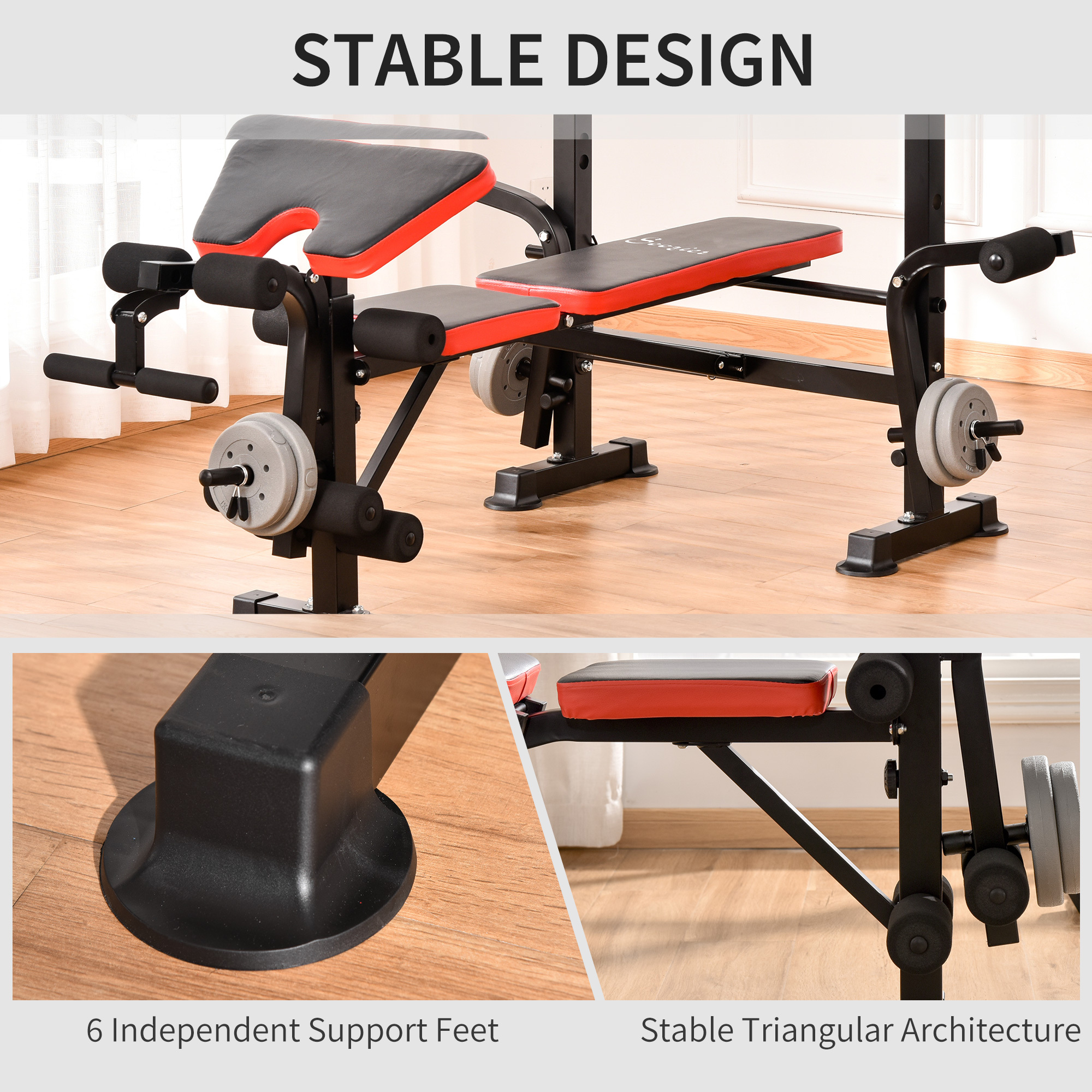 adjustable weight bench with leg developer barbell rack for weight lifting and strength training multifunctional workout station for home gym fitness details 7