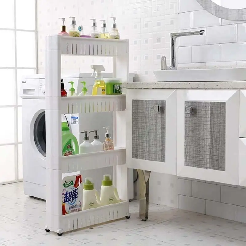 Carrello Multifunzione 4 Ripiani | Per Cucina, Bagno O Lavanderia | Con Ruote Girevoli | Bianco | Capacità 15 Kg Per Ripiano - Foto 5