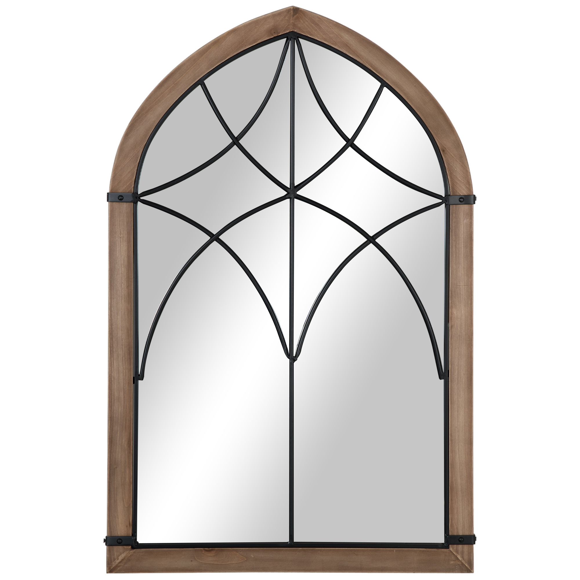 Image of Vintage-style Decorative Wooden Wall Mirror 93x60 Cm With For Living Room, Bedroom, Dining Room, Or Entryway In Brown Color