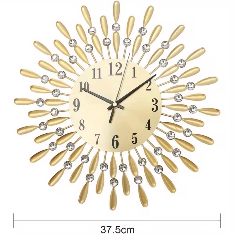 diamond jeweled wall clock stylish diamond gold wall clock silent sunflower wall clock modern metal sparkly arabic decorative wall clocks for living room bedroom home decor gold details 2