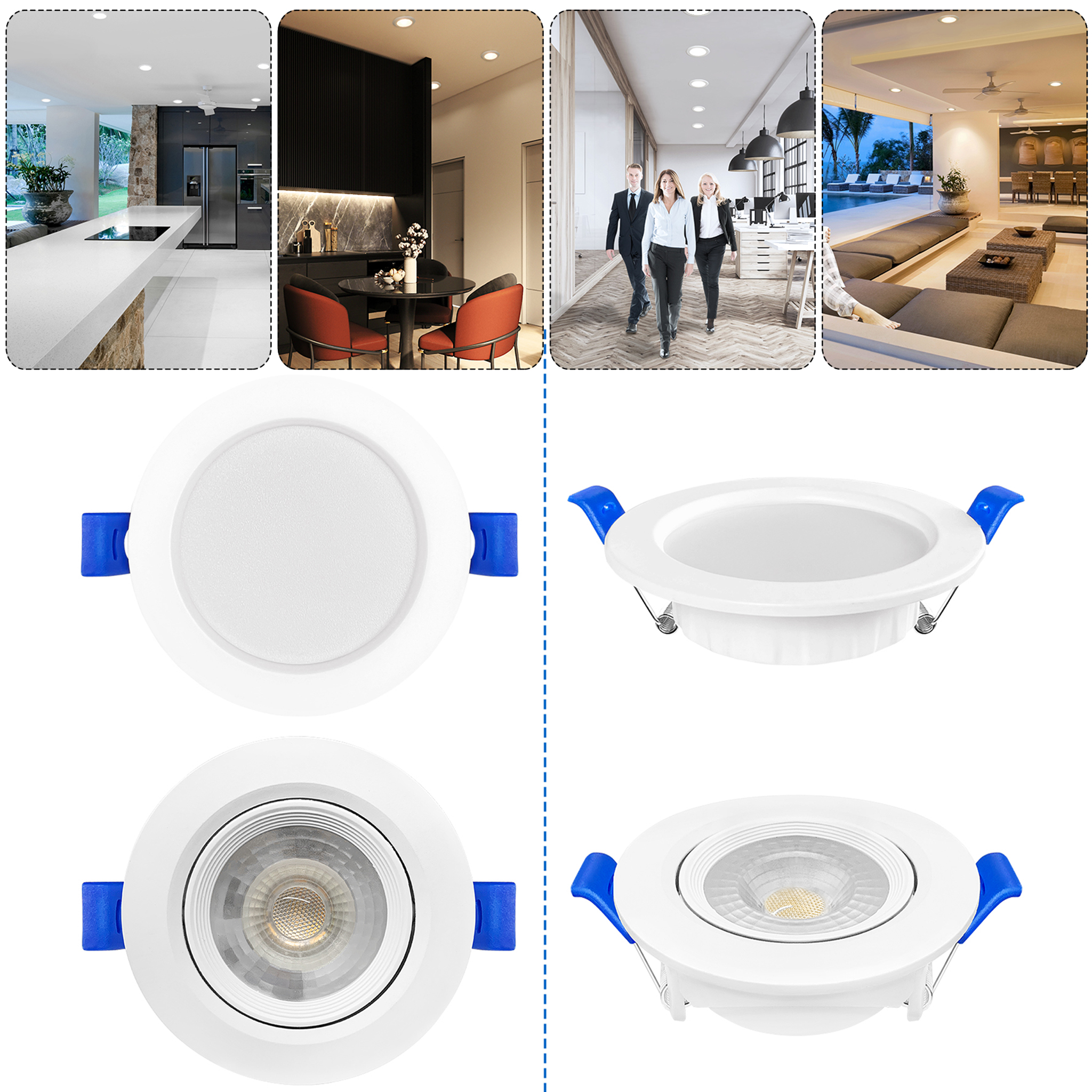 

20pcs 5w Recessed Spotlights Led Spots Ultra Flat Ceiling Spots Led Module Recessed Lights Flat Recessed Light For Bathroom Living Room, /warm White