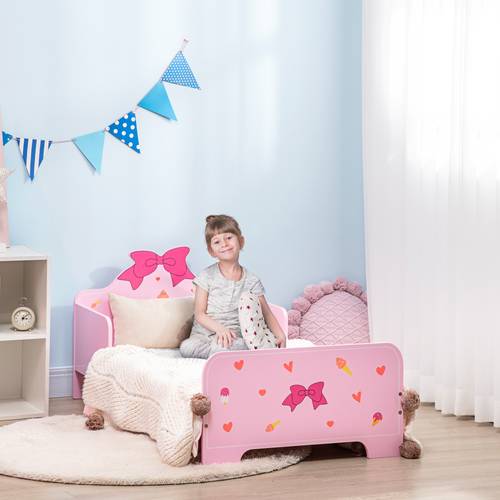 kids toddler bed safety rails kids bedroom furniture for boys girls ages 3 6 years 143 x 74 x 59cm pink