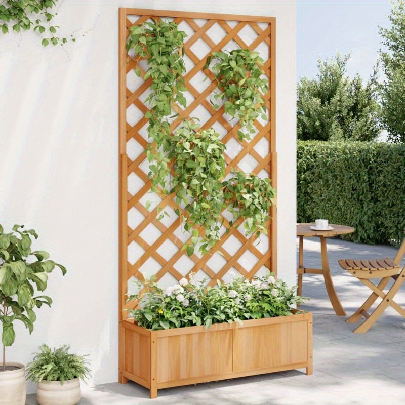 

Planter With Trellis Brown Solid Wood Fir 90 X 35 X 180 Cm