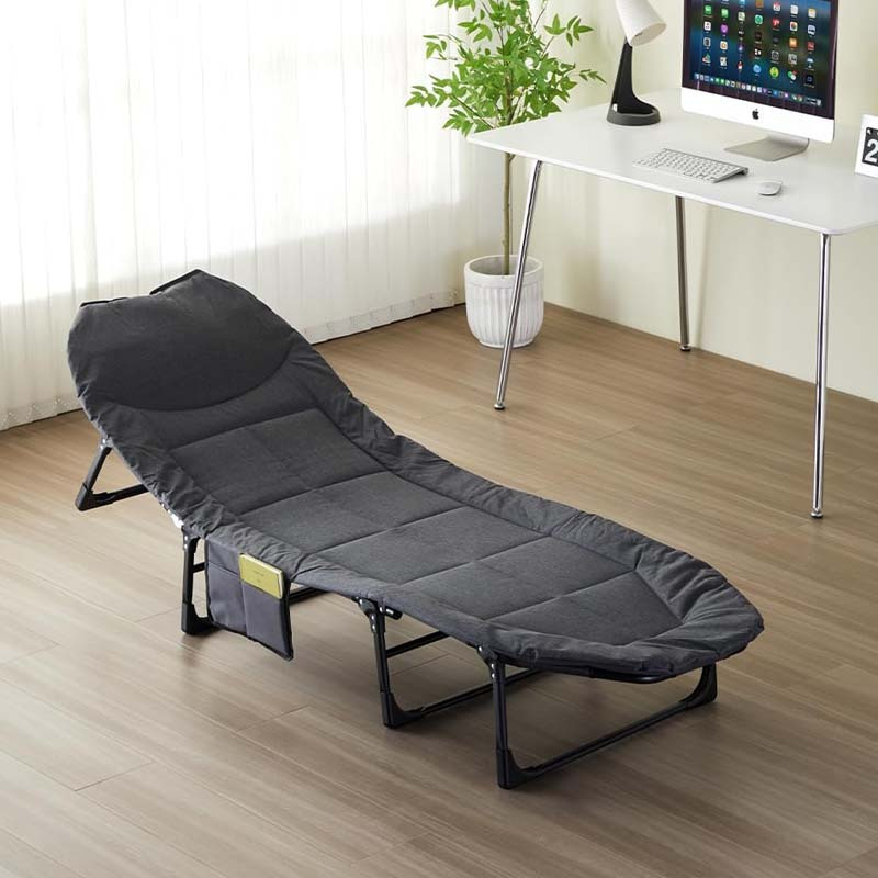 Image of Bakaji Foldable Camping Cot, Space- Roll-up Bed With Side Storage Pocket, Slim Closure, Raised Pillow, And Carry Bag, Ideal For Camping, Office, , Single Padded Space- Bed, Portable Travel Cot