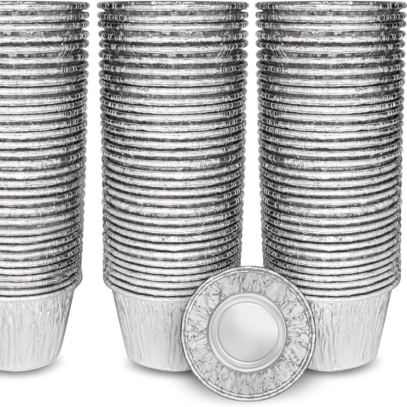TEMU Foil Pie Cases - Reusable Foil Cupcake Cases - Aluminium Foil Tin Cups For Airfryer - Silver Cupcake Cases For Foil Dishes And Baking , Muffin,