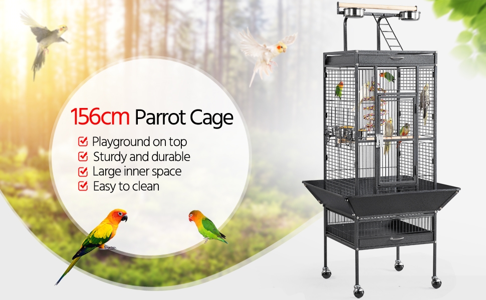 156cm Bird Cage Rolling Metal Parrot Cage With For Small/medium Size ... - Uk Cheap Parrot Bird Cages
