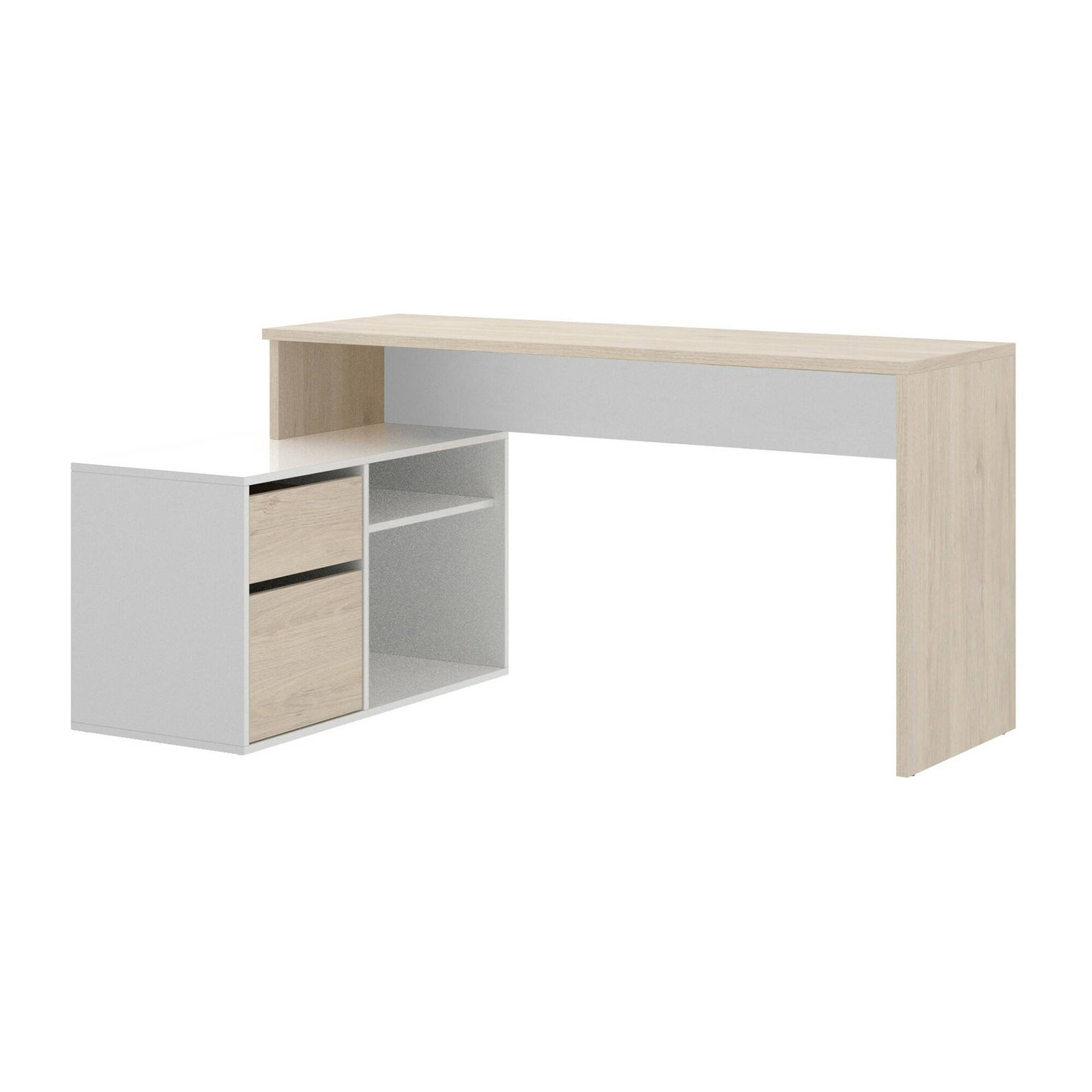 TEMU Scrivania Ddiaw, Scrittoio multiposizione da ufficio o cameretta, Tavolo da studio angolare multiuso, 139x92h75 cm, Disponibile in 3 colori