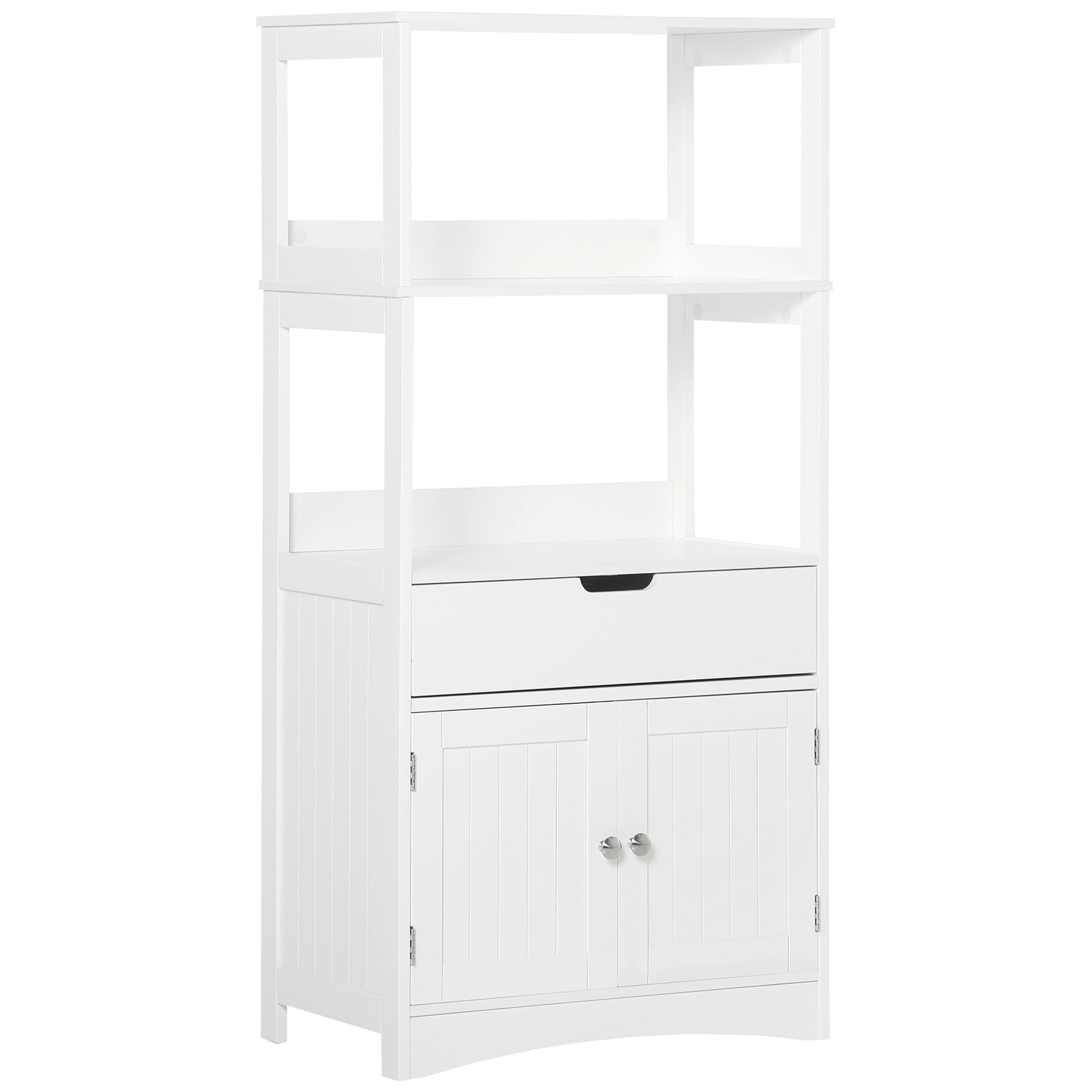 TEMU Kleankin Bathroom Storage Cabinet - 2 Doors, Drawer, 3 Shelves - Dim. 60l X 33w X 122h Cm - White Mdf-image-61110942214448