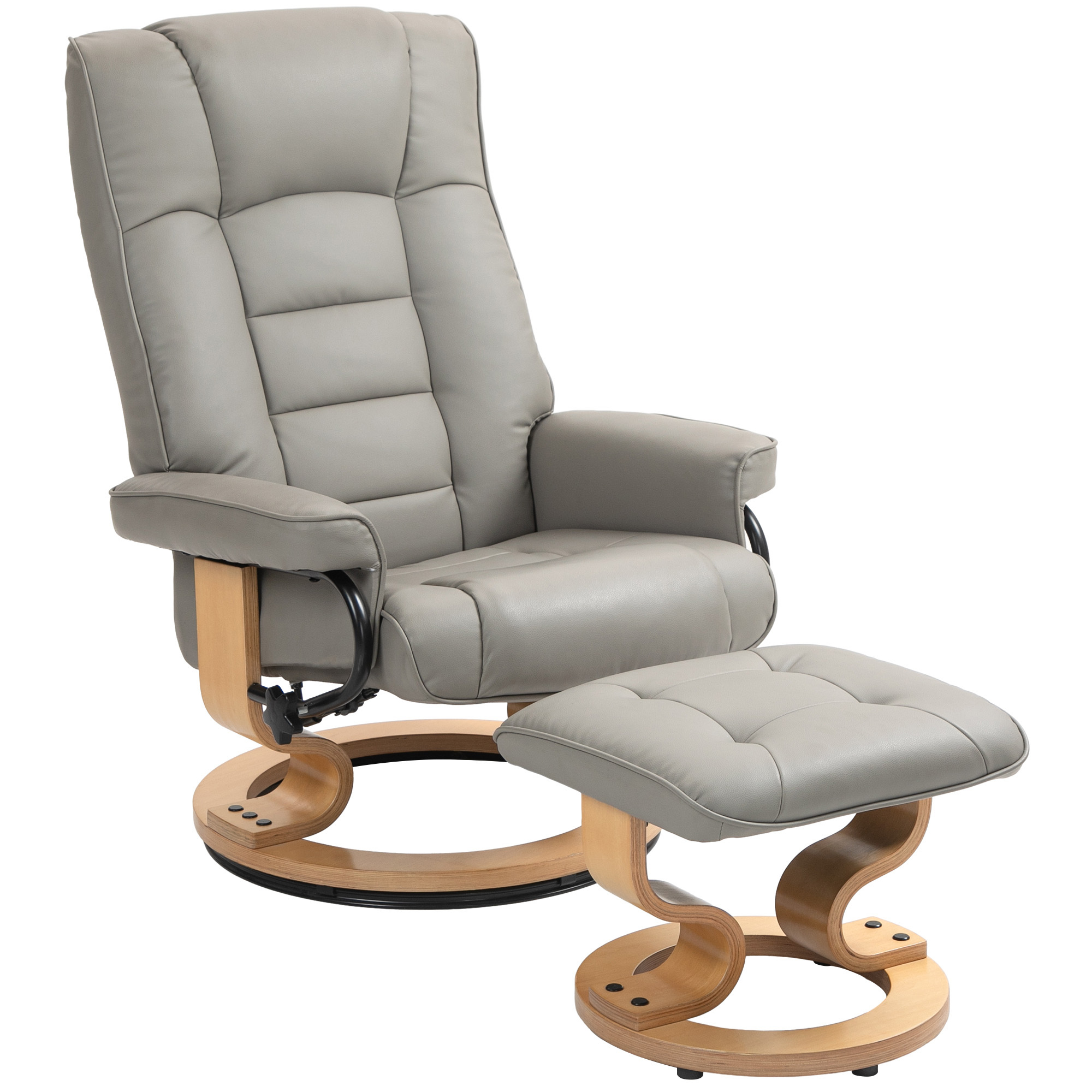 TEMU Silla reclinable para relajación HOMCOM con reposapiés giratorio, silla de relajación para , estructura de madera, tapicería sintética, : 76L x
