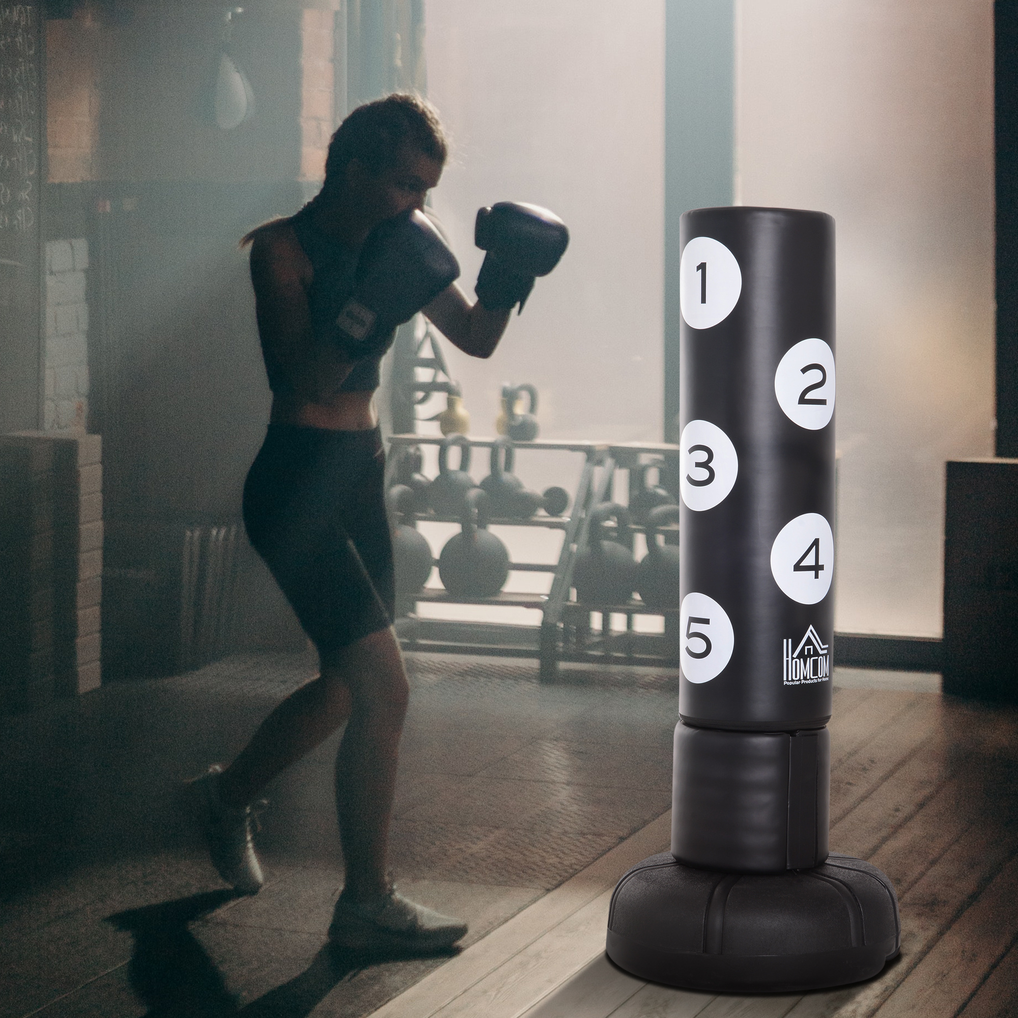 Standing Punching Bag 176cm Adult Freestanding Heavy Duty Stand Boxing Bag With Stand And Vinyl Pad Boxing Partner Boxing Trainer Suitable For Professionals And Beginners Black