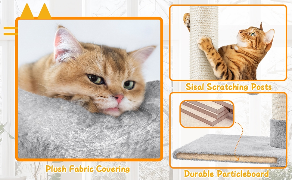 Yaheetech 226-266cm Cat Tree Floor-to-Ceiling Cat Tree Tower, Tall Cat Tree with 4 Perches and Scratching Posts For Small Medium-Sized Cats