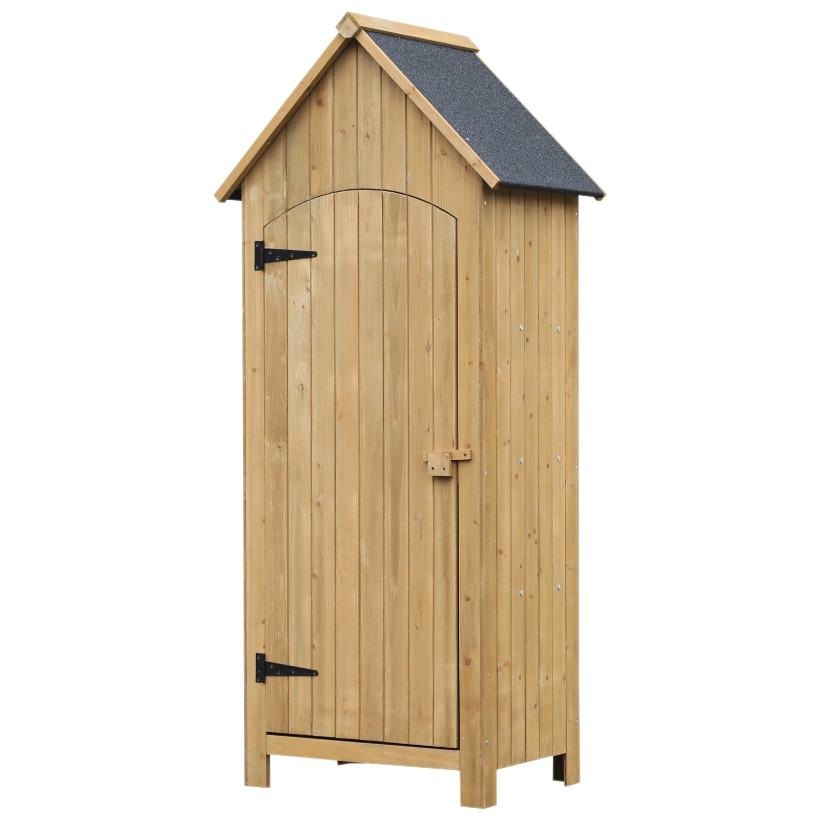 TEMU Outsunny Armoire de jardin pour Outils 3 étagères Porte loquet Toit bitumé dim. 77L x 54l x 179H cm Bois Sapin pré-huilé